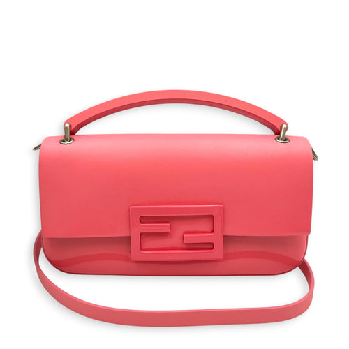 Baguette 18 Pink Crossbody Bag in Patent Leather Silver hardware