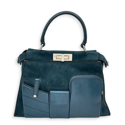 3 Pocket Peekaboo  Medium Blue  Shoulder Bag in Suede Leather Silver hardware CL2608-022987 1