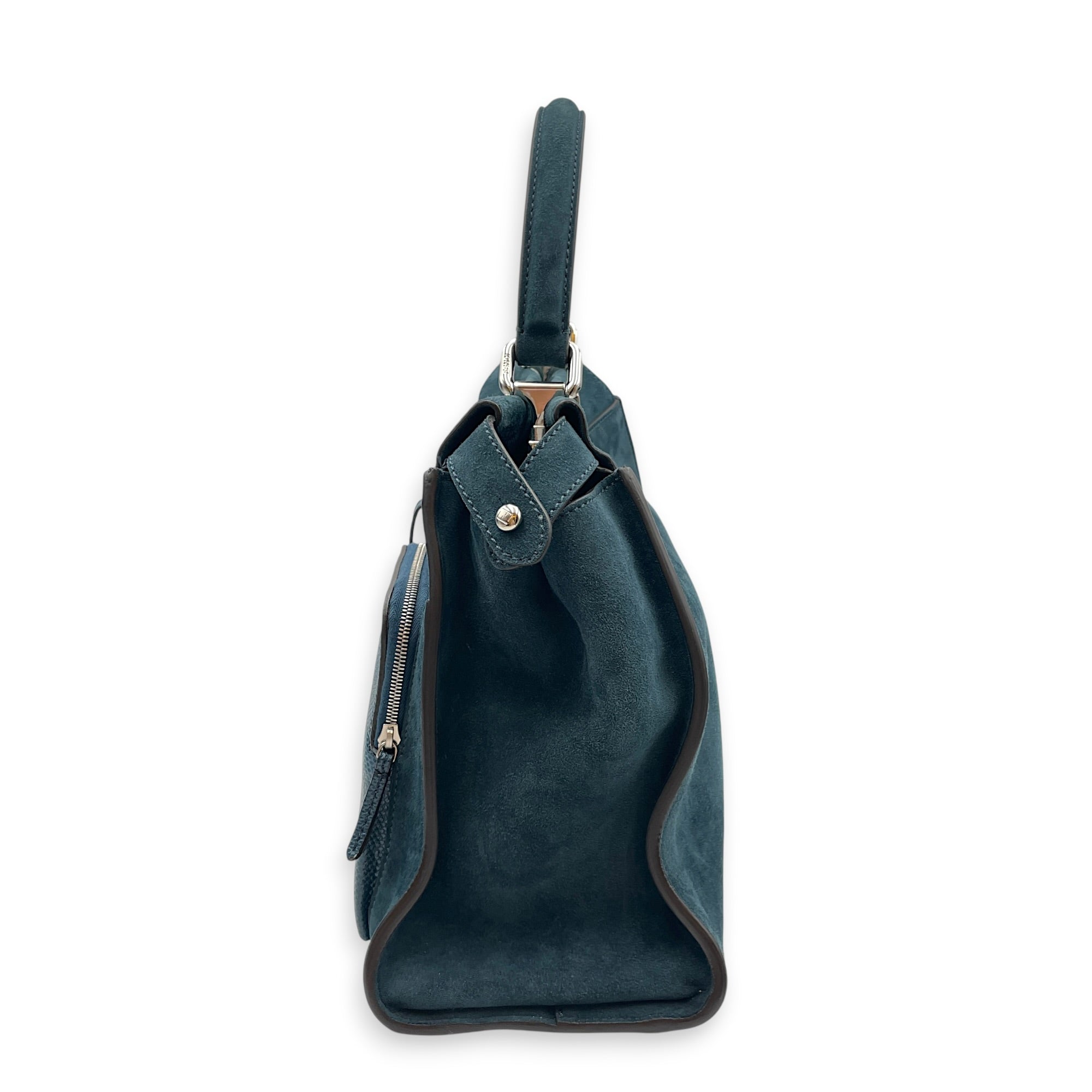 3 Pocket Peekaboo  Medium Blue  Shoulder Bag in Suede Leather Silver hardware CL2608-022987 5