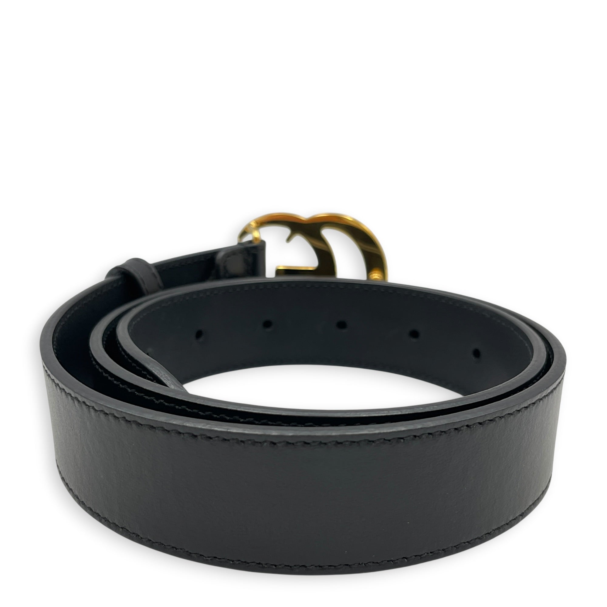 GG Marmont 75cm Black Belt in Calfskin Gold hardware CL2608-022996 2