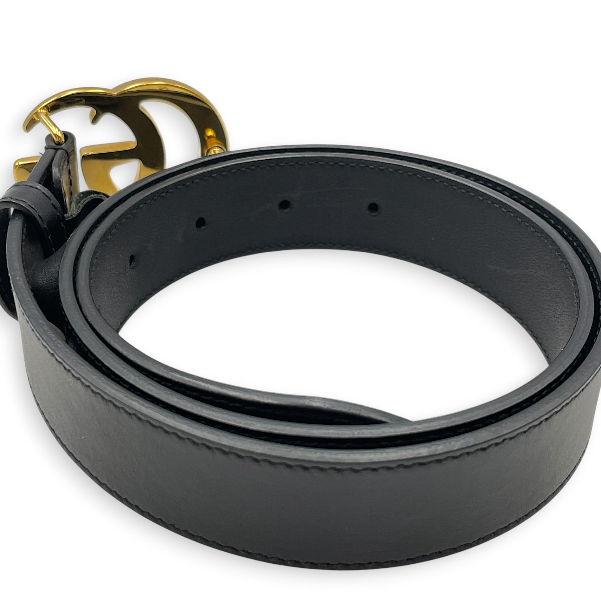 GG Marmont 75cm Black Belt in Calfskin Gold hardware CL2608-022996 3