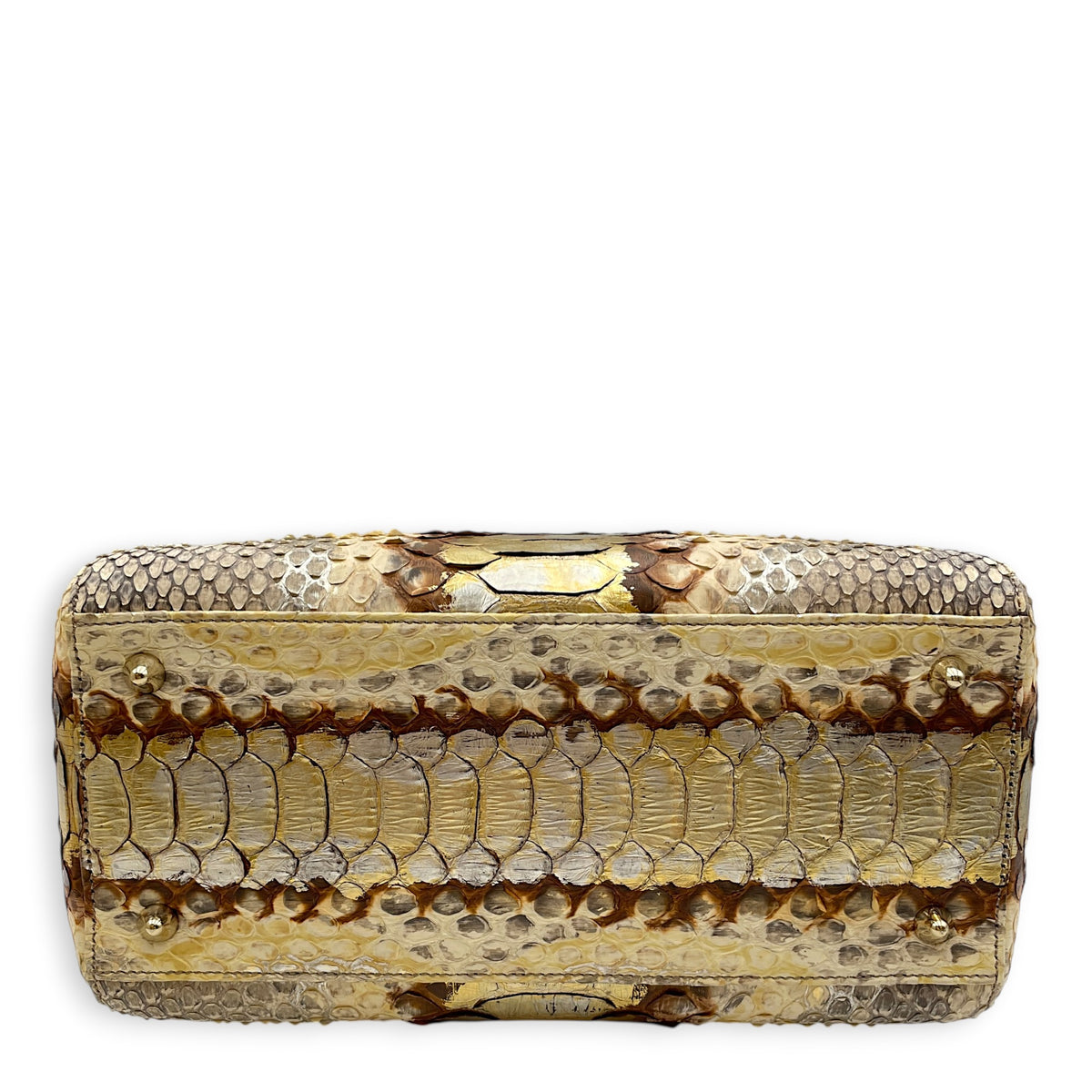 Lady Dior Medium Beige Top Handle Bag in Python Leather Gold hardware
