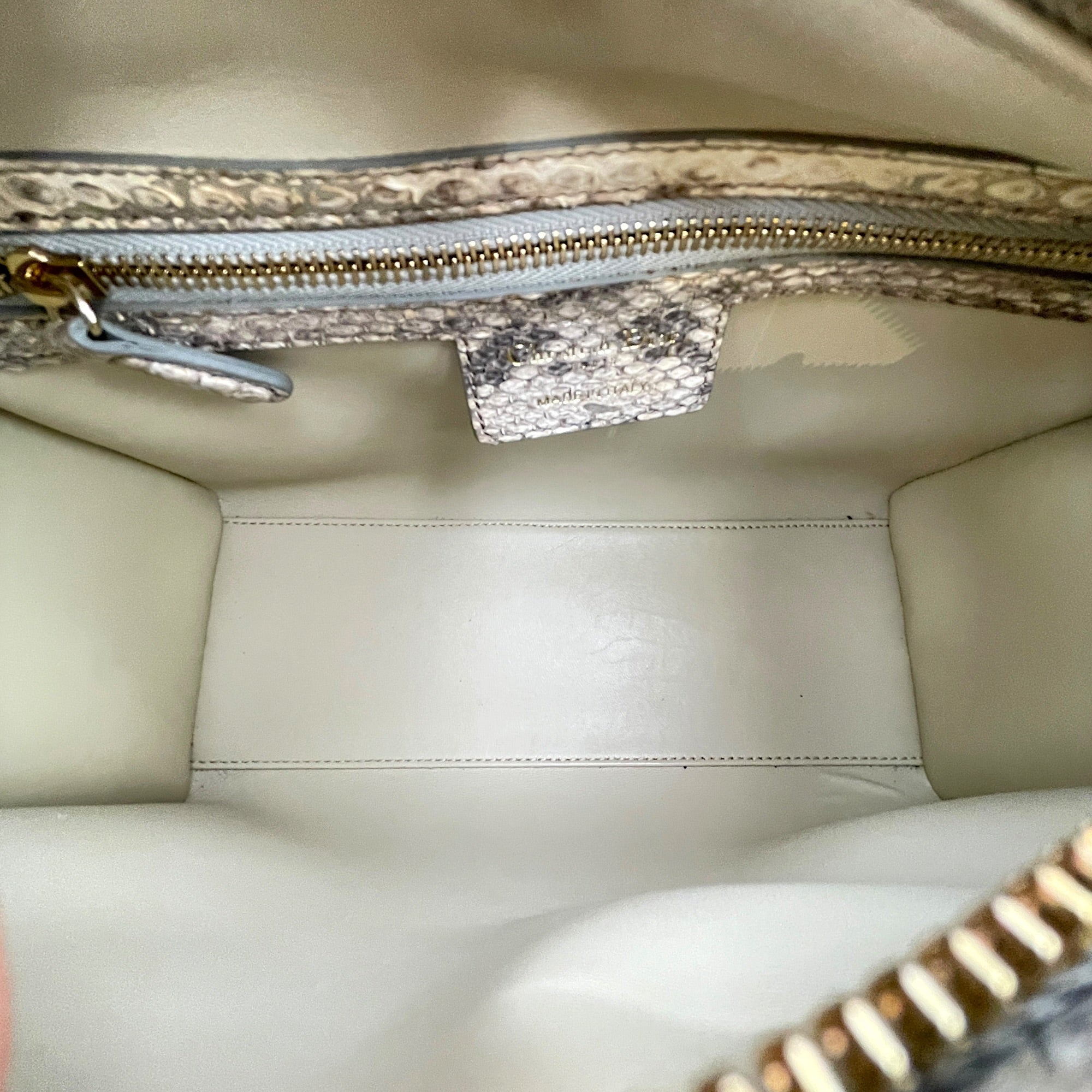 Lady Dior Medium Beige Top Handle Bag in Python Leather Gold hardware