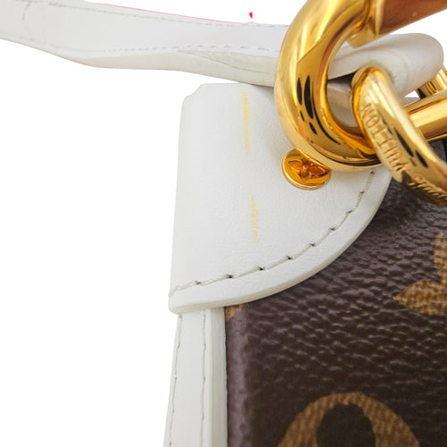 Soft Trunk White Shoulder Bag in Monogram Coated Canvas Gold hardware