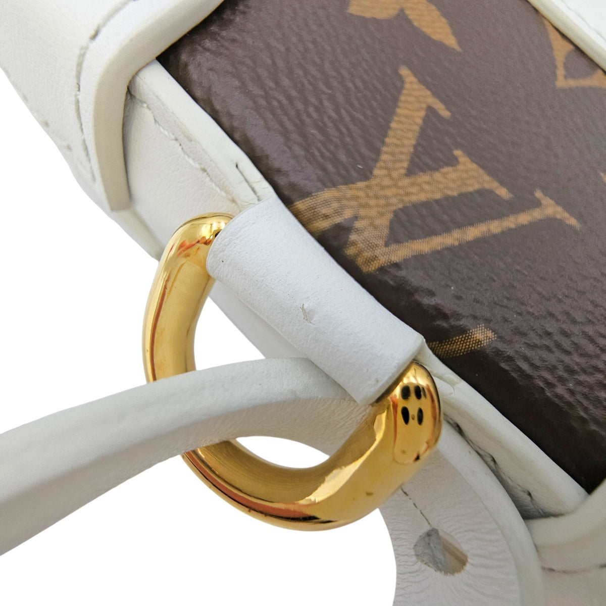 Soft Trunk White Shoulder Bag in Monogram Coated Canvas Gold hardware