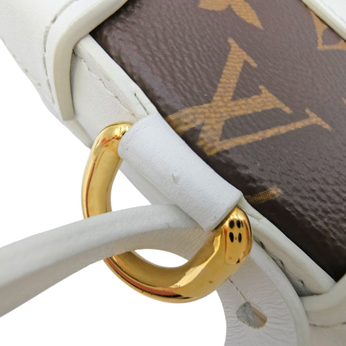 Soft Trunk White Shoulder Bag in Monogram Coated Canvas Gold hardware