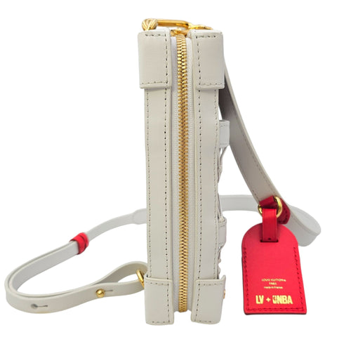 Soft Trunk White Shoulder Bag in Monogram Coated Canvas Gold hardware