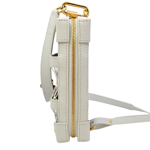 Soft Trunk White Shoulder Bag in Monogram Coated Canvas Gold hardware