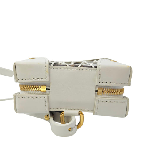Soft Trunk White Shoulder Bag in Monogram Coated Canvas Gold hardware