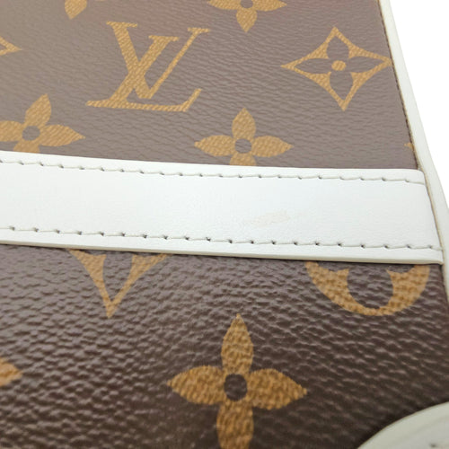 Soft Trunk White Shoulder Bag in Monogram Coated Canvas Gold hardware