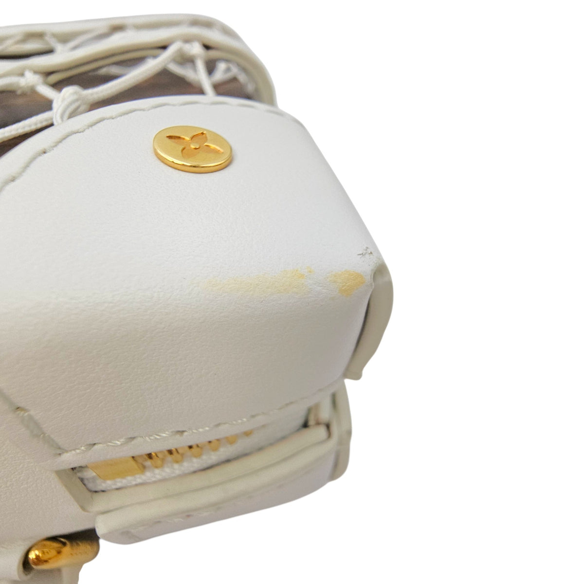 Soft Trunk White Shoulder Bag in Monogram Coated Canvas Gold hardware