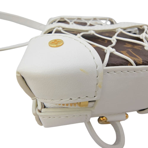 Soft Trunk White Shoulder Bag in Monogram Coated Canvas Gold hardware