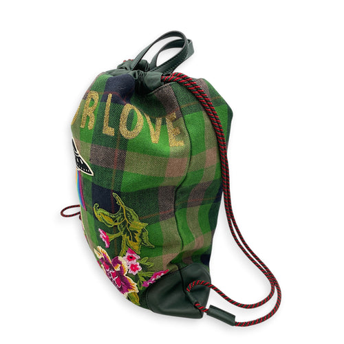 Gucci x Dover Street “ Blind for love" Drawstring  Green Backpack in Canvas CL2608-023007 8