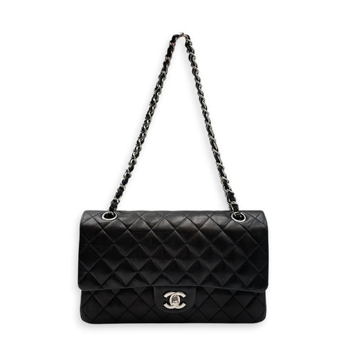 Classic Medium Black Shoulder Bag in Lambskin Silver hardware