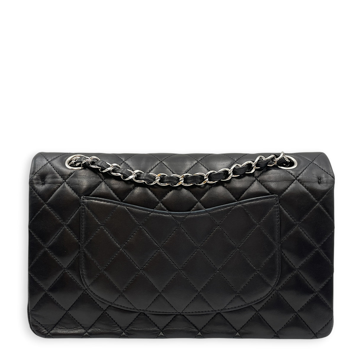 Classic Medium Black Shoulder Bag in Lambskin Silver hardware