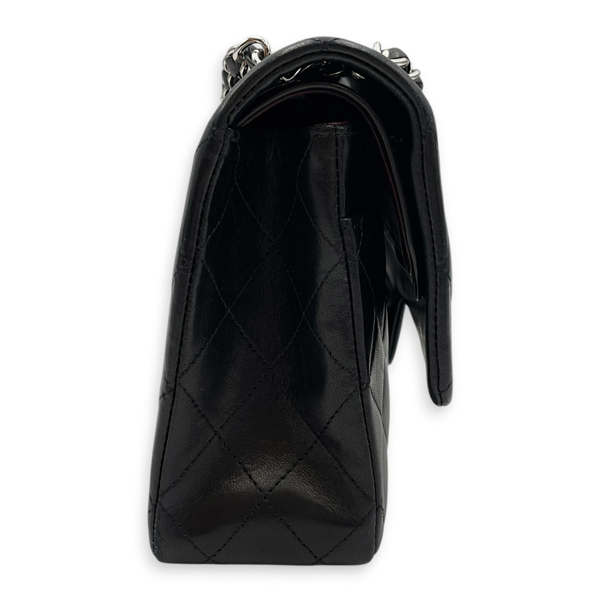Classic Medium Black Shoulder Bag in Lambskin Silver hardware