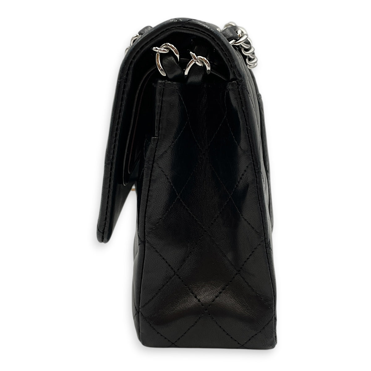 Classic Medium Black Shoulder Bag in Lambskin Silver hardware