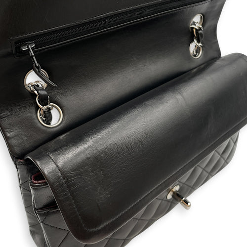 Classic Medium Black Shoulder Bag in Lambskin Silver hardware