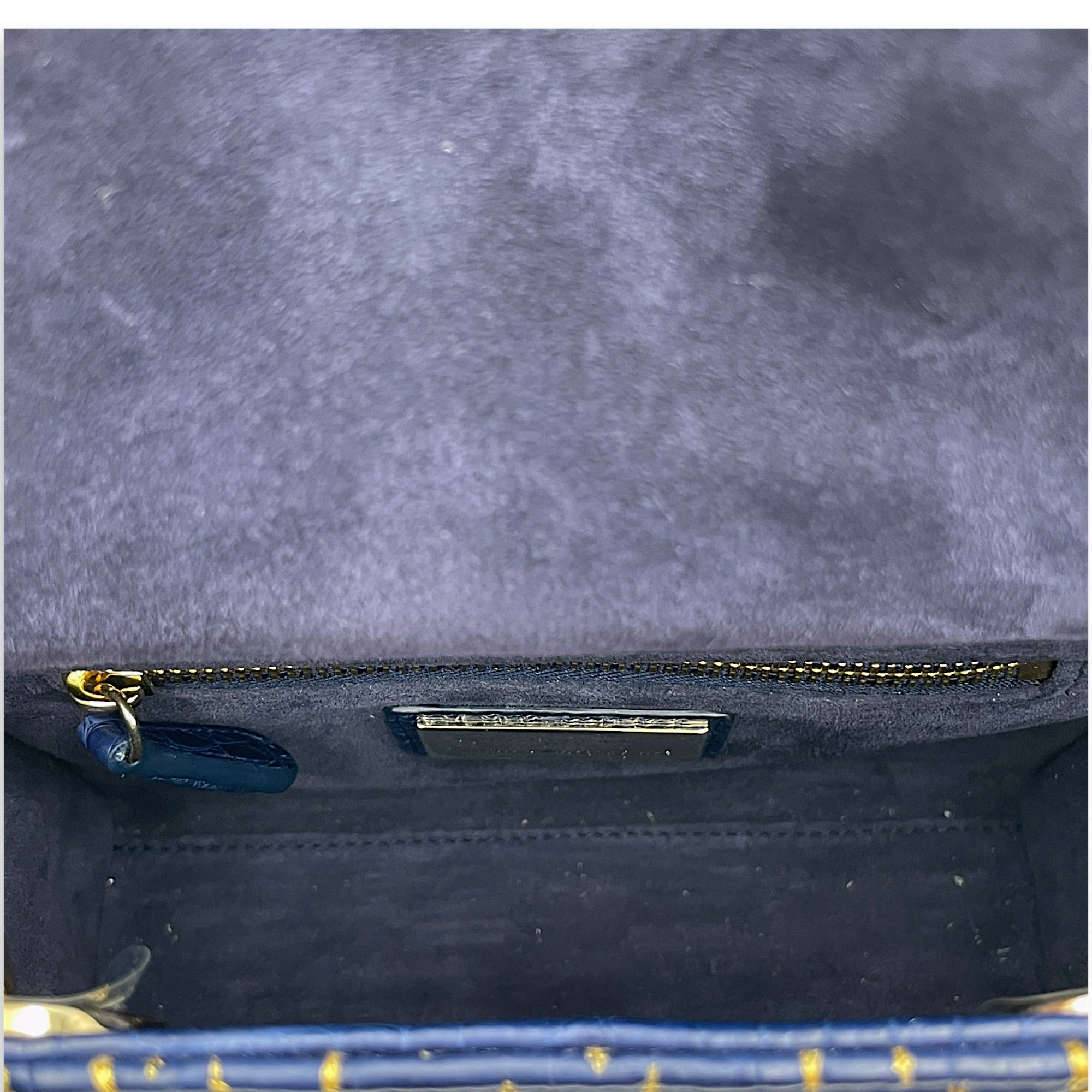 Lady Dior Mini Navy Blue Shoulder Bag in Matte Alligator Gold hardware CL2608-023009 6