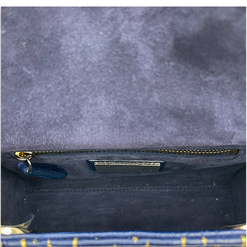 Lady Dior Mini Navy Blue Shoulder Bag in Matte Alligator Gold hardware CL2608-023009 6