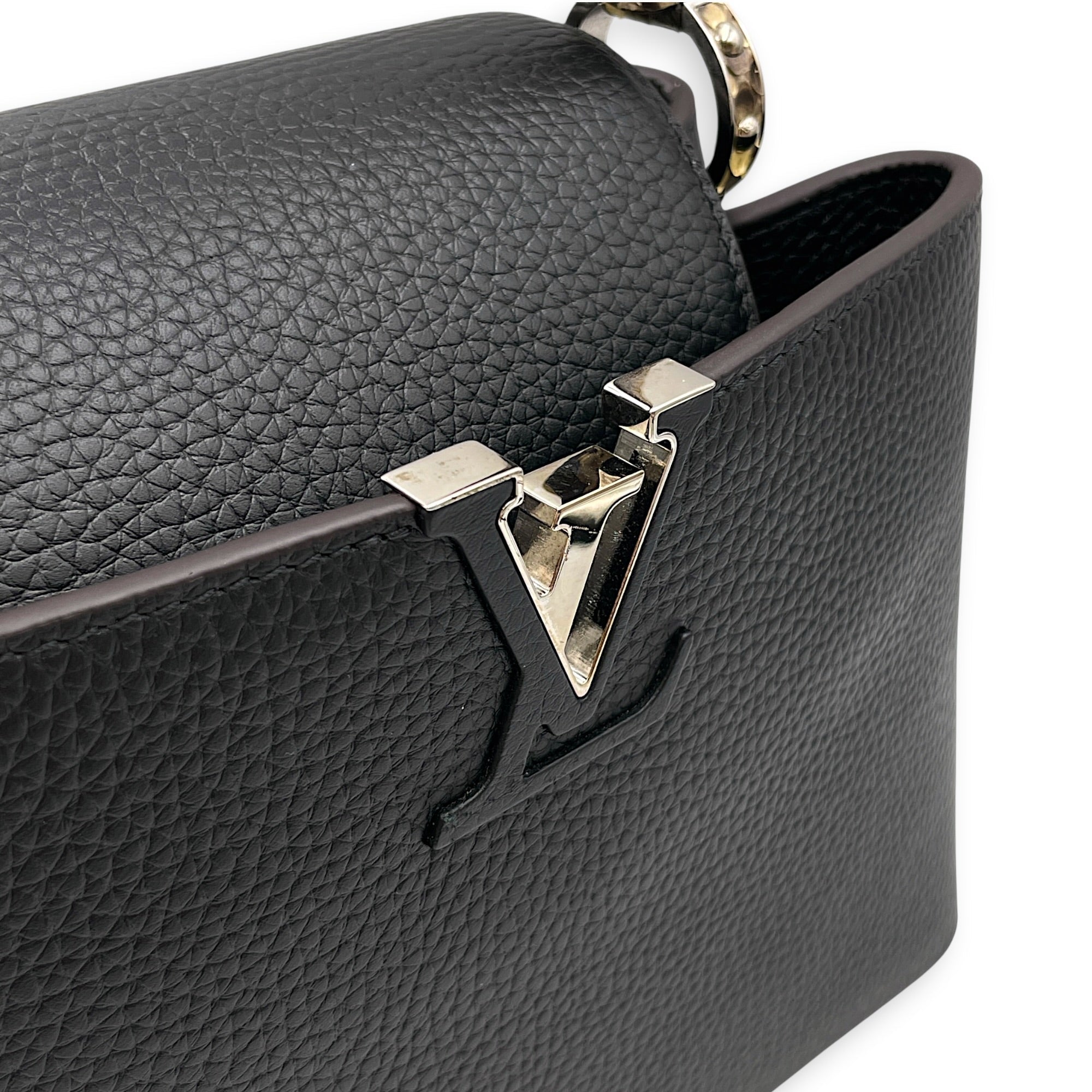 Capucines BB Black Top Handle Bag in Taurillon Leather Silver hardware CL2608-023010 11