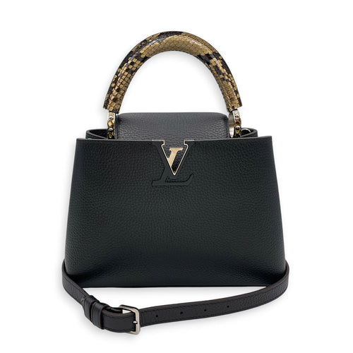 Capucines BB Black Top Handle Bag in Taurillon Leather Silver hardware CL2608-023010 3