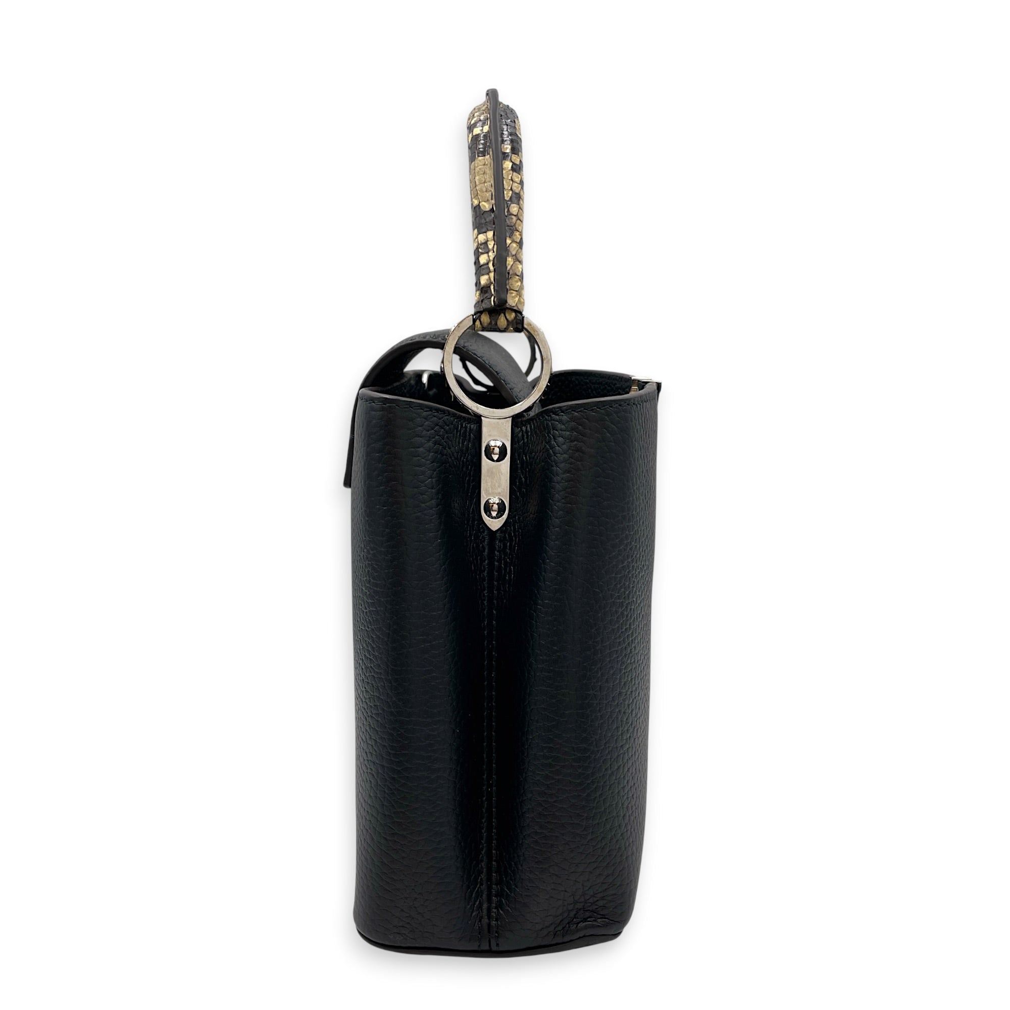 Capucines BB Black Top Handle Bag in Taurillon Leather Silver hardware CL2608-023010 4