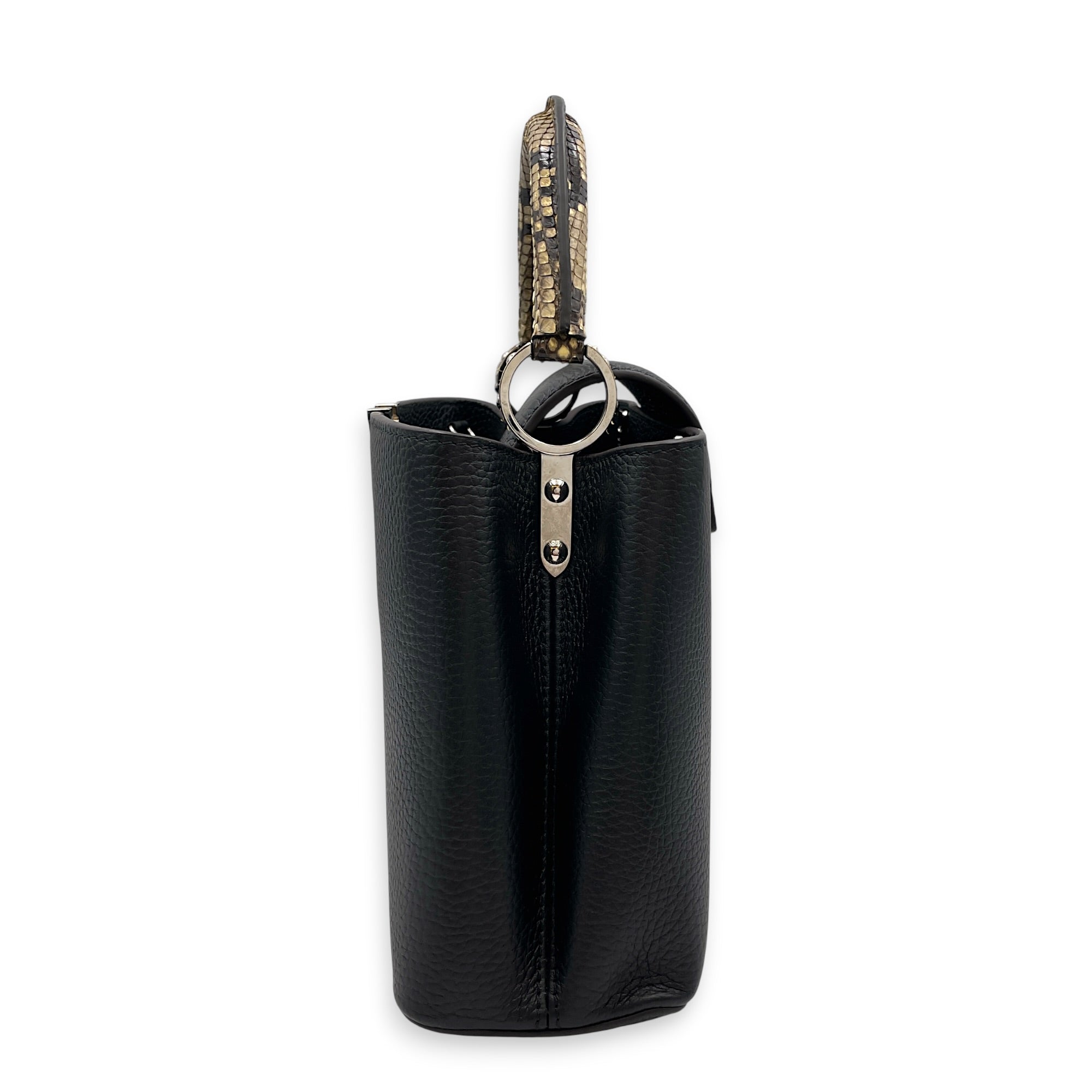 Capucines BB Black Top Handle Bag in Taurillon Leather Silver hardware CL2608-023010 5