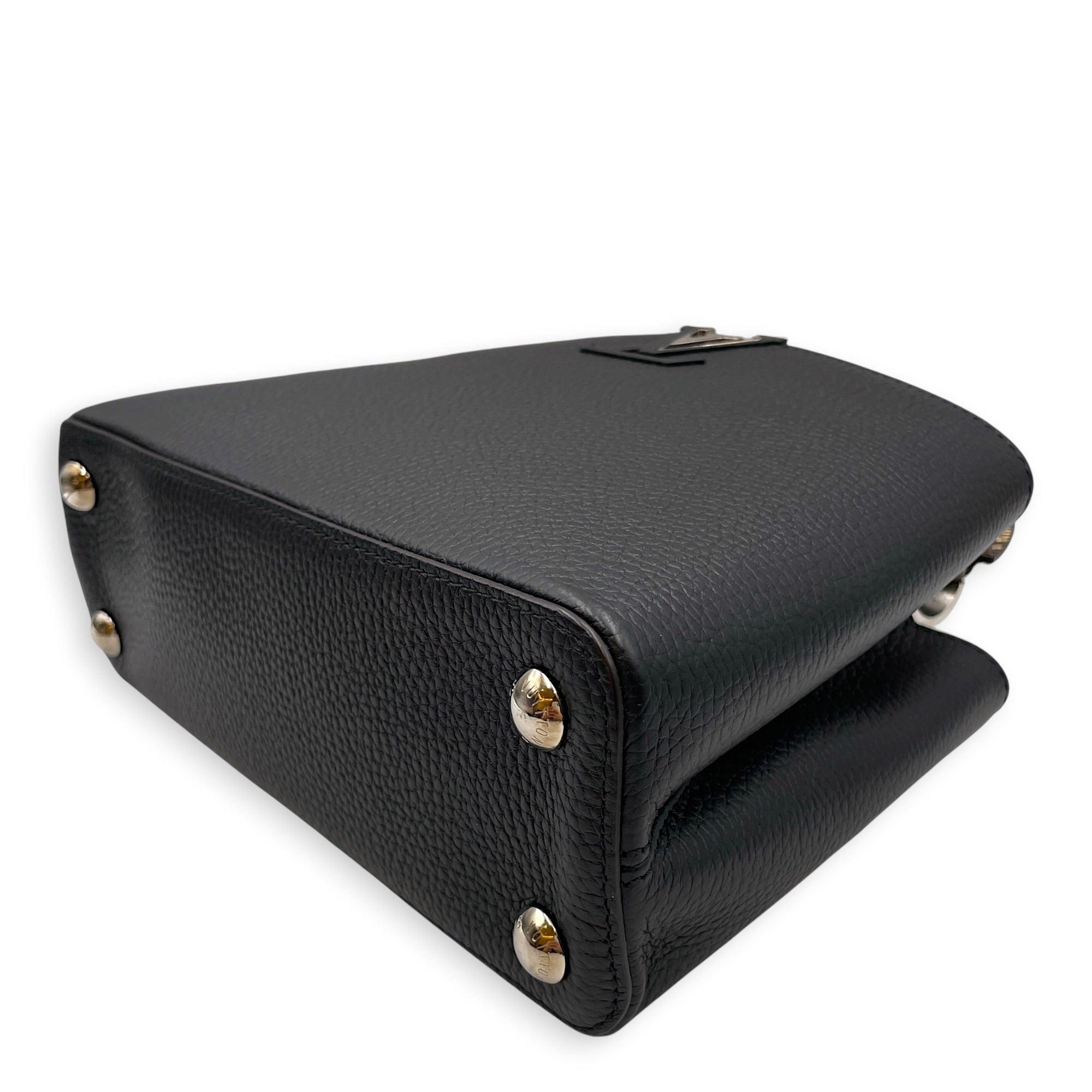 Capucines BB Black Top Handle Bag in Taurillon Leather Silver hardware CL2608-023010 9