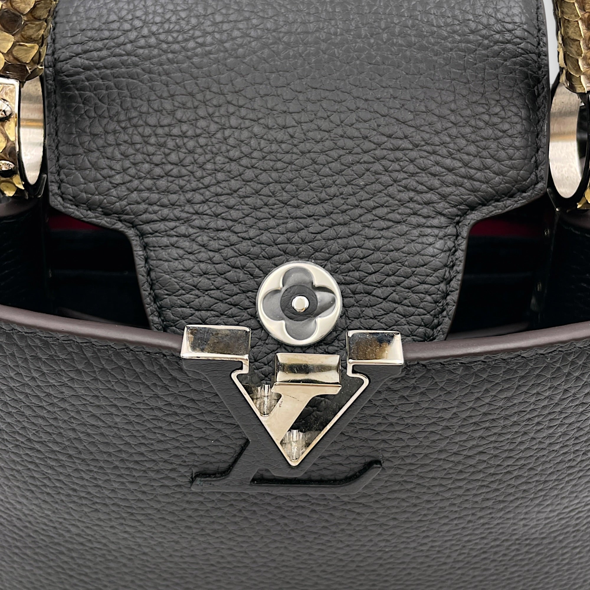 Capucines BB Black Top Handle Bag in Taurillon Leather Silver hardware CL2608-023010 10