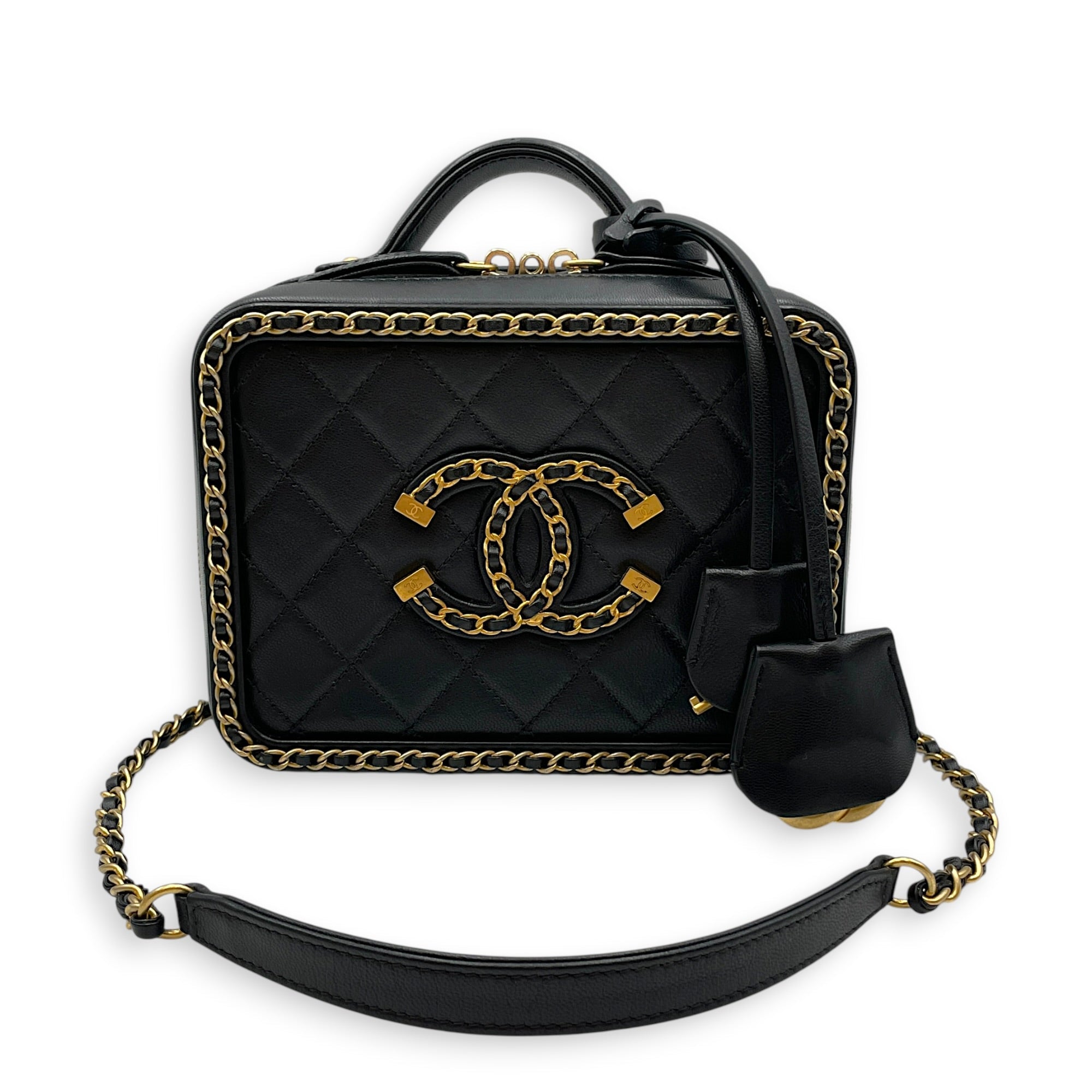 Vanity Small Black Vanity Bag in Calfskin Gold hardware CL2608-023011 10
