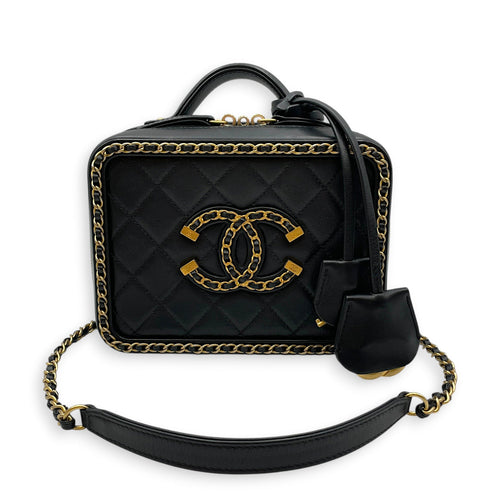 Vanity Small Black Vanity Bag in Calfskin Gold hardware CL2608-023011 10