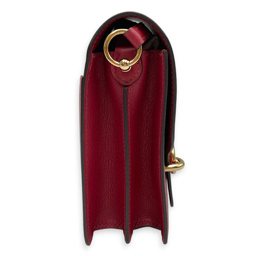 Roulis Mini Rouge Grenat in Evercolor Gold hardware