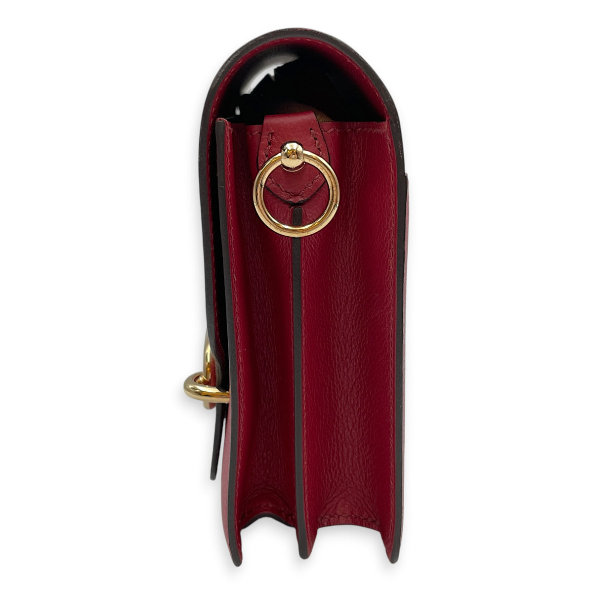 Roulis Mini Rouge Grenat in Evercolor Gold hardware