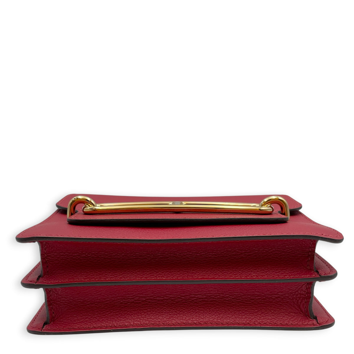 Roulis Mini Rouge Grenat in Evercolor Gold hardware
