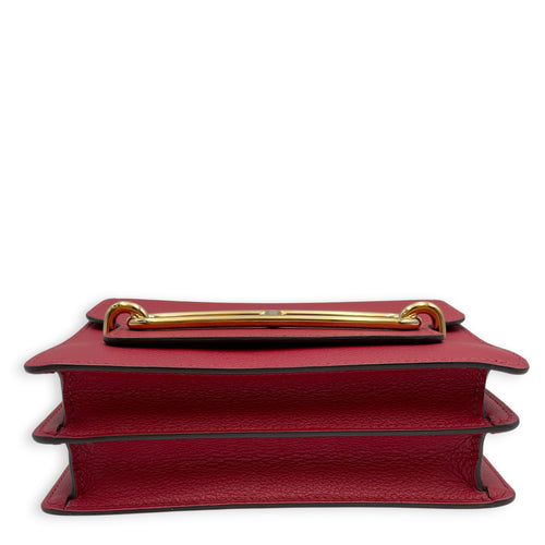 Roulis Mini Rouge Grenat in Evercolor Gold hardware