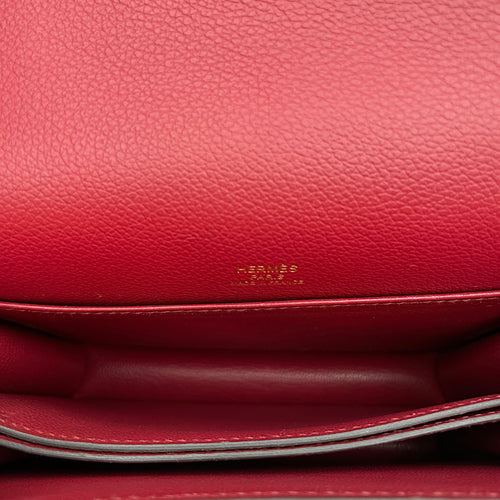 Roulis Mini Rouge Grenat in Evercolor Gold hardware