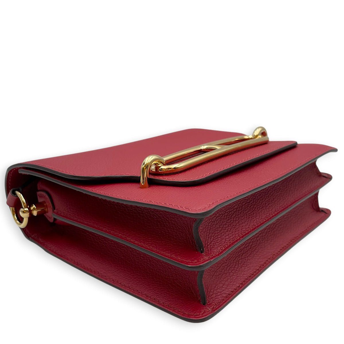 Roulis Mini Rouge Grenat in Evercolor Gold hardware
