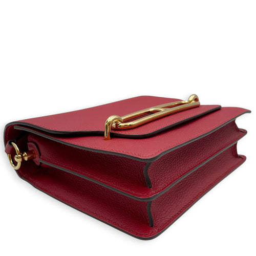 Roulis Mini Rouge Grenat in Evercolor Gold hardware