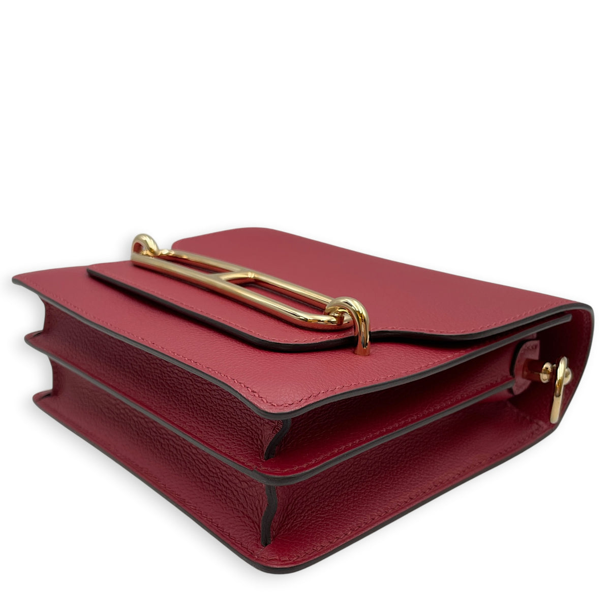 Roulis Mini Rouge Grenat in Evercolor Gold hardware