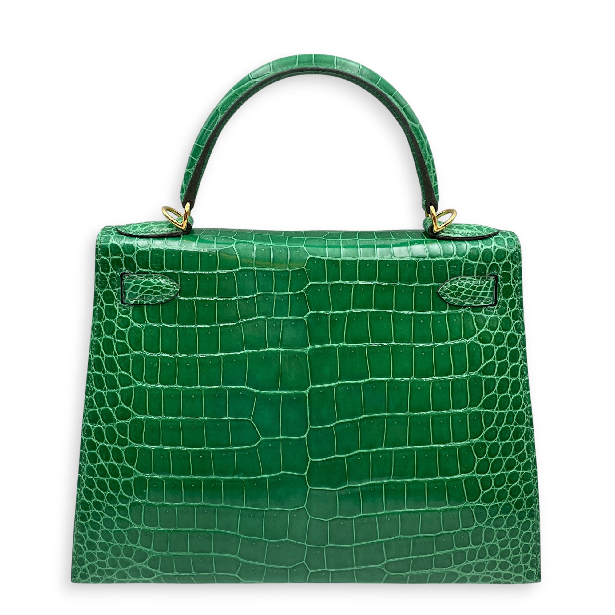 Sellier Kelly 28 Cactus in Shiny Porosus Gold hardware