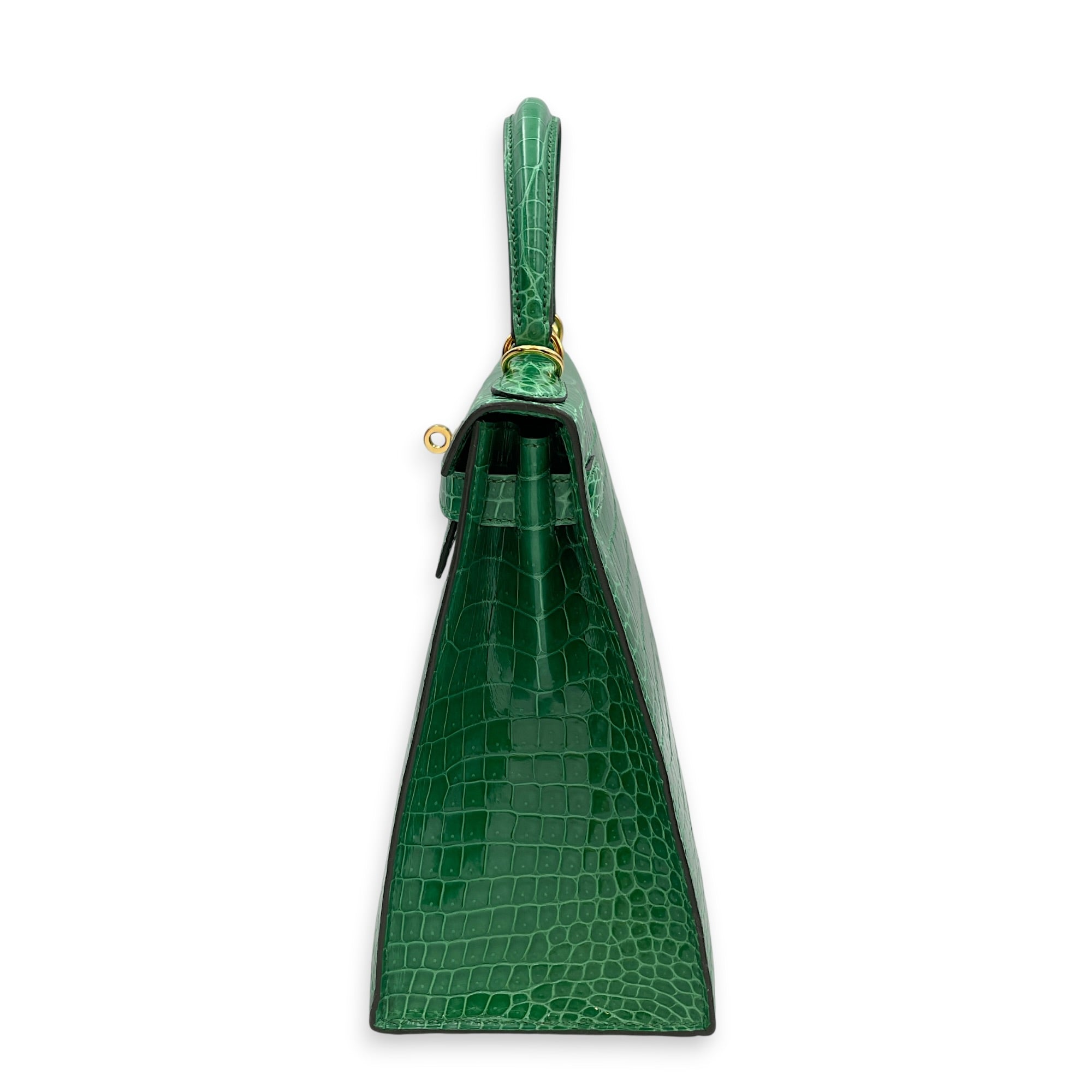 Sellier Kelly 28 Cactus in Shiny Porosus Gold hardware