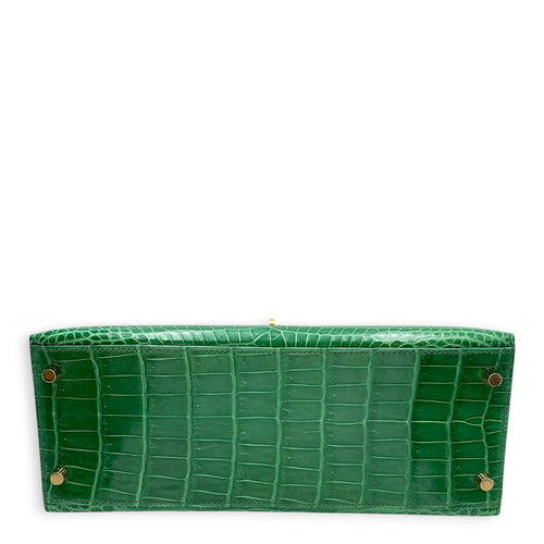 Sellier Kelly 28 Cactus in Shiny Porosus Gold hardware