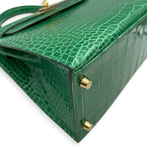 Sellier Kelly 28 Cactus in Shiny Porosus Gold hardware