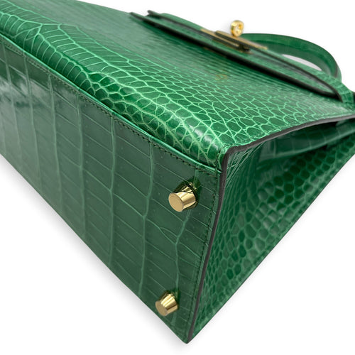 Sellier Kelly 28 Cactus in Shiny Porosus Gold hardware