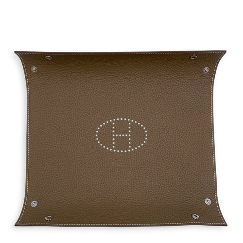 Mises et Relances H Evelyne  25 by 25cm Etoupe  Change tray in Clemence Palladium hardware CL2608-023038 2