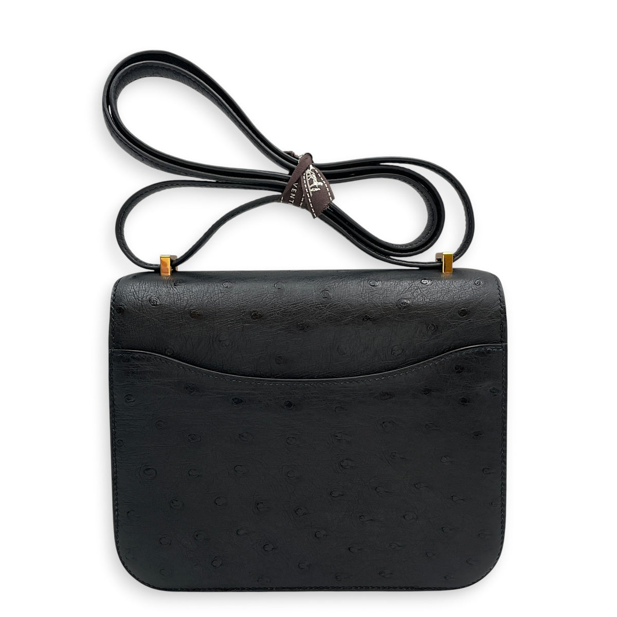 Constance 18 Noir in Ostrich Rose Gold hardware
