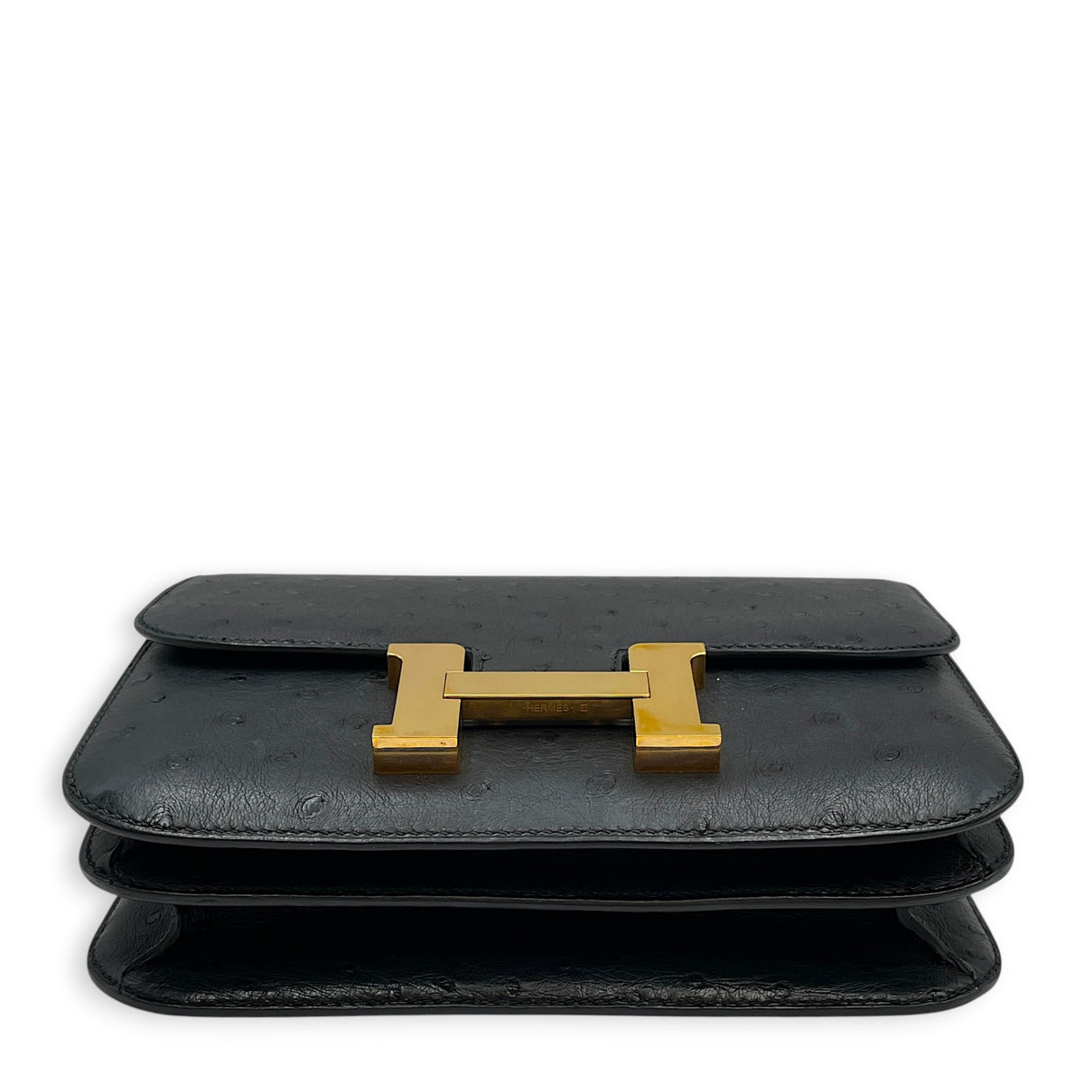 Constance 18 Noir in Ostrich Rose Gold hardware