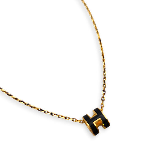 Pop H Mini Noir Necklace Gold hardware CL2608-023051 2