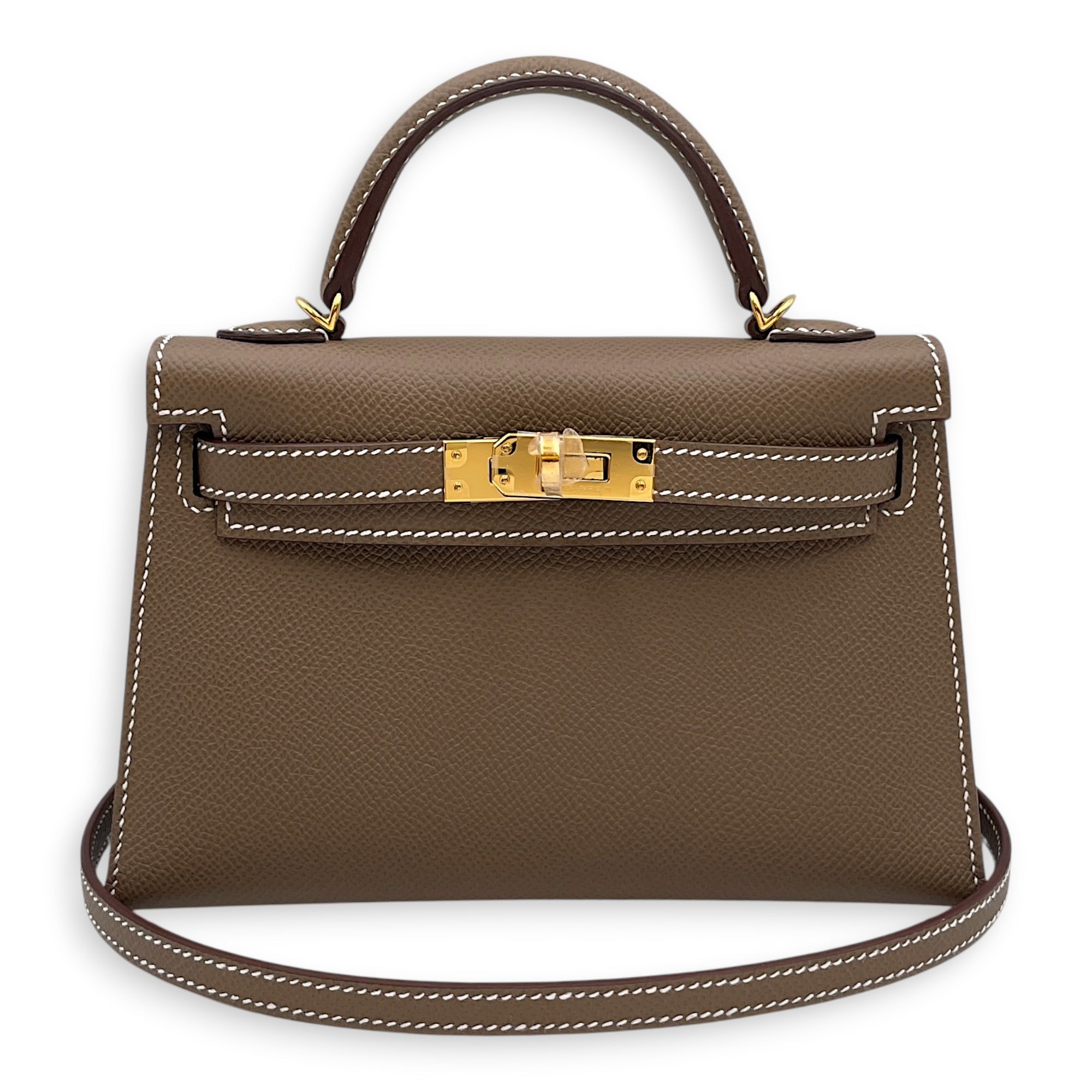 Sellier Kelly 20 Etoupe in Epsom Gold hardware CL2608-023054 3
